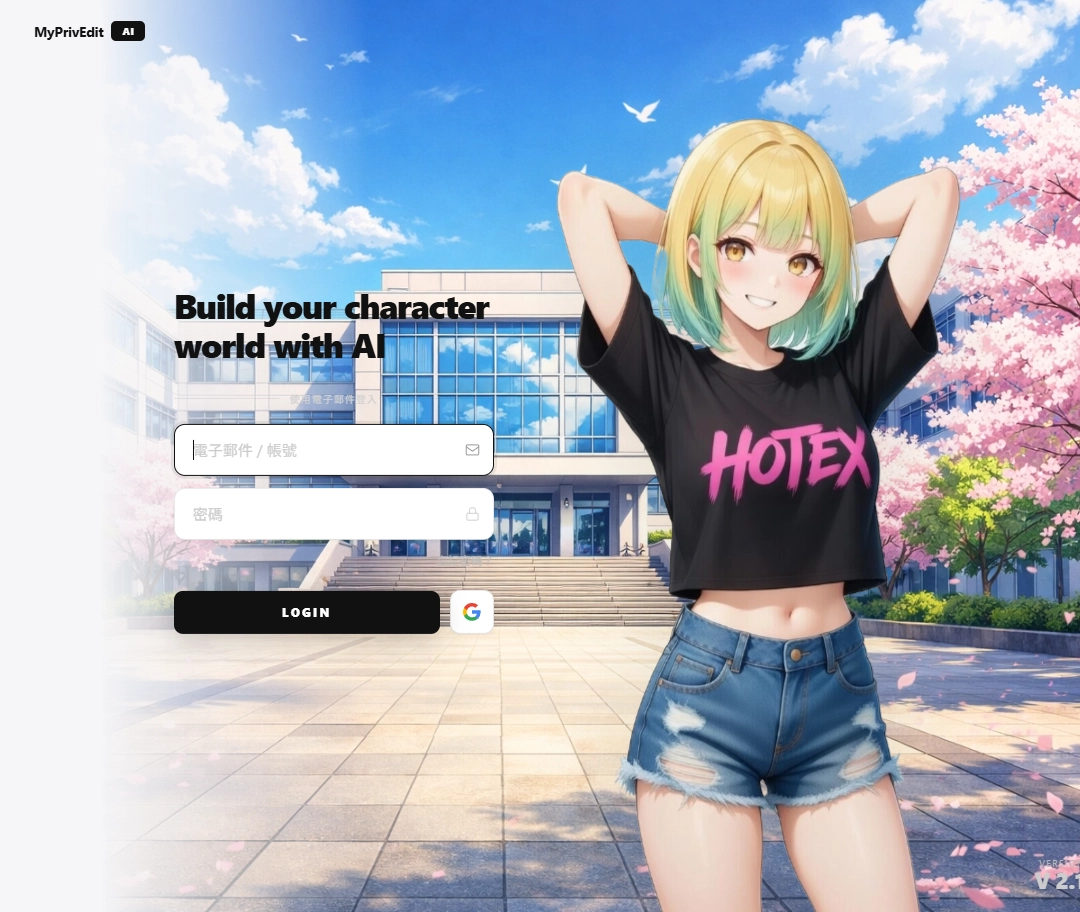 MyPriveEdit AI 登入頁展示